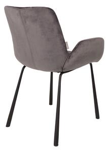 BRIT design karfás szék, sötétszürke bársony
