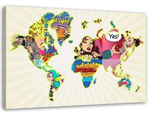 Gario Vászonkép Pop art világtérkép Méret: 60 x 40 cm