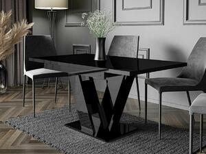 Asztal Goodyear 104, Fényes fekete, 76x80x120cm, Hosszabbíthatóság, Laminált forgácslap
