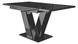 Asztal Goodyear 104, Fényes fekete, 76x80x120cm, Hosszabbíthatóság, Laminált forgácslap