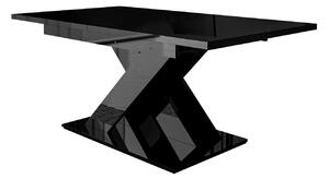 Asztal Goodyear 103, Fényes fekete, 76x80x140cm, Hosszabbíthatóság, Laminált forgácslap