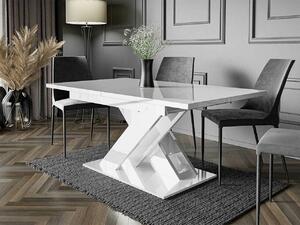 Asztal Goodyear 103, Fényes fehér, 76x80x140cm, Hosszabbíthatóság, Laminált forgácslap