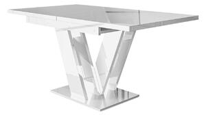Asztal Goodyear 104, Fényes fehér, 76x80x120cm, Hosszabbíthatóság, Laminált forgácslap