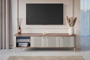 Vesper 3D TV-szekrény 187 cm - kasmír / diófa / arany színű lábak