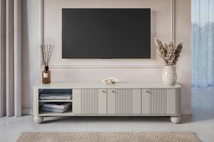 Vesper TV-szekrény 187 cm háromajtós - kasmír / arany fogantyúk / gömb lábak