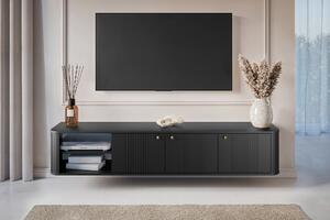 Vesper fali háromajtós TV-szekrény 187 cm - fekete arany fogantyúkkal