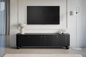 Vesper 4D TV-szekrény 187 cm - fekete / arany fogantyúk / gömb lábak