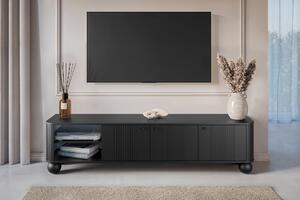 Vesper TV-szekrény 187 cm háromajtós - fekete / fekete fogantyúk / gömb lábak