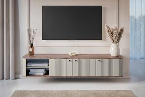 Vesper fali TV szekrény 187 cm háromajtós - kasmír / dió / fekete fogantyú