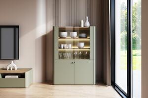 Elivo vitrines szekrény 100 cm kétajtós - eukaliptusz / baltic dune tölgy