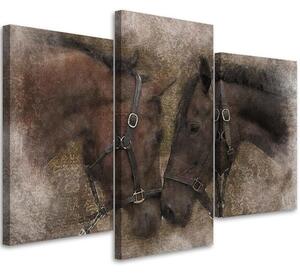 Gario Vászonkép Két öblös ló - 3 részes Méret: 60 x 40 cm