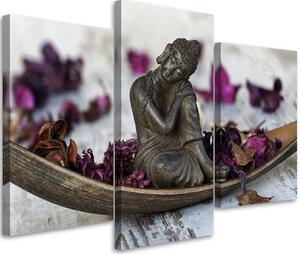 Gario Vászonkép Buddha és lila zen virágok - 3 részes Méret: 60 x 40 cm