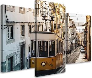 Gario Vászonkép Történelmi villamos Lisszabonban - 3 részes Méret: 60 x 40 cm