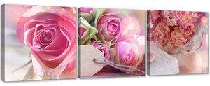 Gario Vászonképek készlet 3 rózsaszín rózsa - 3 részes Méret: 90 x 30 cm