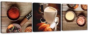 Gario Vászonképek készlet Kávé és fuszerek - 3 részes Méret: 90 x 30 cm