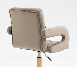 HR8404CROSS Latte modern velúr szék arany lábbal