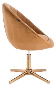 HR8516CROSS Mézbarna modern velúr szék arany lábbal