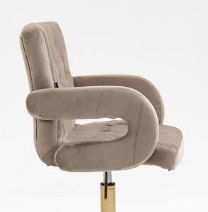 HR8404CROSS Latte modern velúr szék arany lábbal
