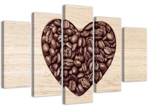 Gario Vászonkép Kávébab szív - 5 részes Méret: 100 x 70 cm