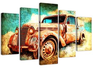 Gario Kép Rozsdás autó - 5 részes Méret: 100 x 70 cm, Kivitelezés: Vászonkép