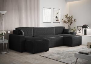 RADANA U-alakú kényelmes kinyitható kanapé - fekete 1