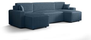 RADANA U-alakú kényelmes kinyitható kanapé - kék