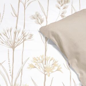 Goldea pamut ágyneműhuzat duo - kerti dísznövények, latte színű hátoldal 150 x 200 és 50 x 60 cm