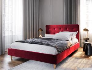 NOOR kárpitozott franciaágy ágy - 180x200, piros