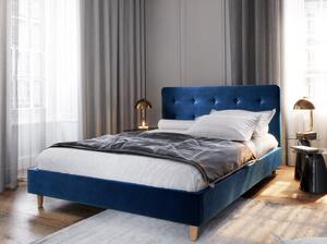 NOOR kárpitozott franciaágy ágy - 140x200, kék