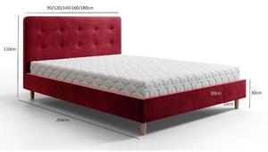 NOOR egyszemélyes ágy tárolóhellyel - 120x200, piros