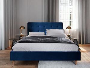 NOOR kárpitozott franciaágy ágy - 140x200, kék