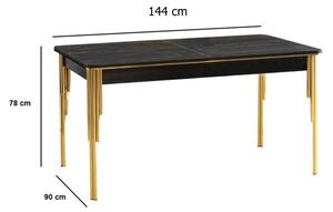 Damla-1101 Étkezőasztal Fekete Arany
