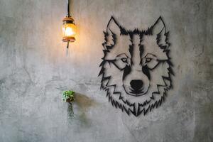 Wolf v11 Fali fém dekoráció 38x50 Fekete