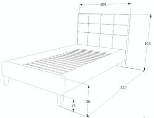 Kárpitozott ágy TEXAS 90 x 200 cm szürke