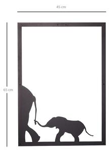 Elephant Family Fali fém dekoráció 45x65 Fekete