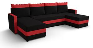 VERENA U-alakú ülőgarnitúra - fekete / piros