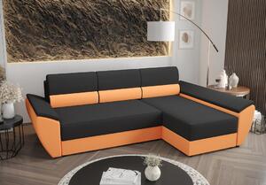 OPHELIA sarok ülőgarnitúra mindennapi alváshoz - sötétszürke / narancssárga