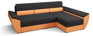 OPHELIA sarok ülőgarnitúra mindennapi alváshoz - sötétszürke / narancssárga