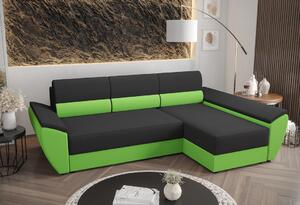 OPHELIA sarok ülőgarnitúra mindennapi alváshoz - sötétszürke / zöld