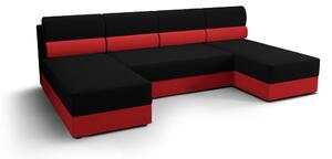 OPHELIA U-alakú ülőgarnitúra mindennapi alváshoz - fekete / piros