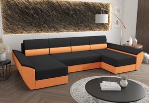 OPHELIA U-alakú kinyitható ülőgarnitúra - sötétszürke / narancssárga
