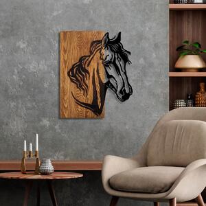 Horse 1 Fa fali dekoráció 48x57 Dió-Fekete