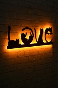 Cat Love - Yellow Dekoratív LED világítás 70x22 Sárga