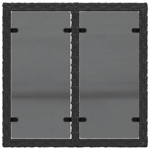 VidaXL fekete polyrattan üveglapos kerti asztal 55 x 55 x 37 cm
