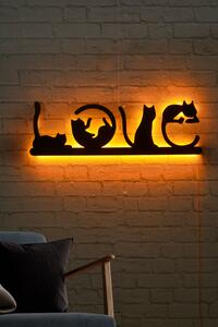 Cat Love - Yellow Dekoratív LED világítás 70x22 Sárga