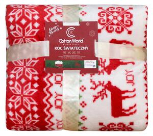 CHRISTMAS JOY fehér karácsonyi mikroplüss takaró Méret: 160 x 200 cm