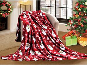 SANTA HOHO piros karácsonyi mikroplüss takaró Méret: 200 x 220 cm