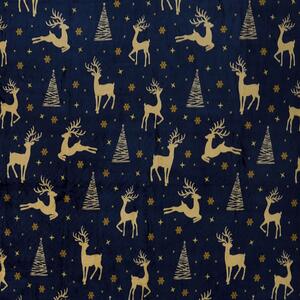 GOLDEN DEER sötétkék karácsonyi mikroplüss takaró Méret: 160 x 200 cm