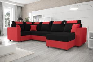 SANVI LONG elegáns U alakú ülőgarnitúra - fekete / piros