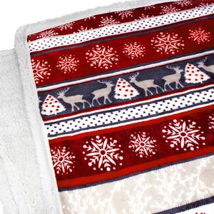 WINTER DELIGHT karácsonyi piros-fehér báránytakaró mikroplüss Méret: 160 x 200 cm